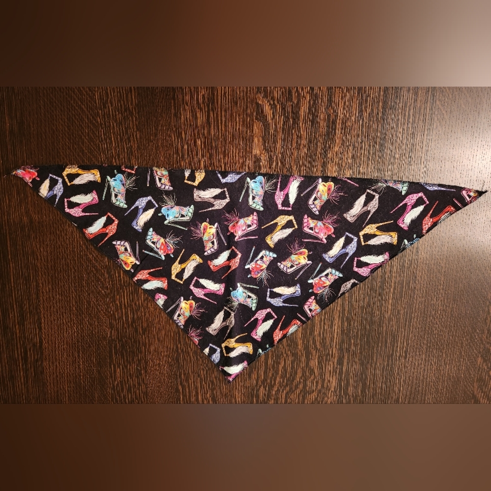 Pet Dog Bandana Scarf Black w/Multicolor High Heel Shoes NWOT $9 Large 14"x28"